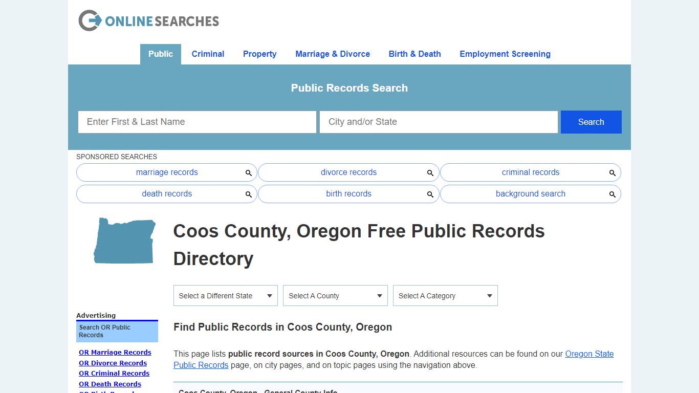 Coos County, Oregon Public Records Directory