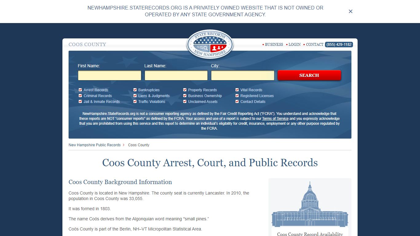 Coos County Arrest, Court, and Public Records