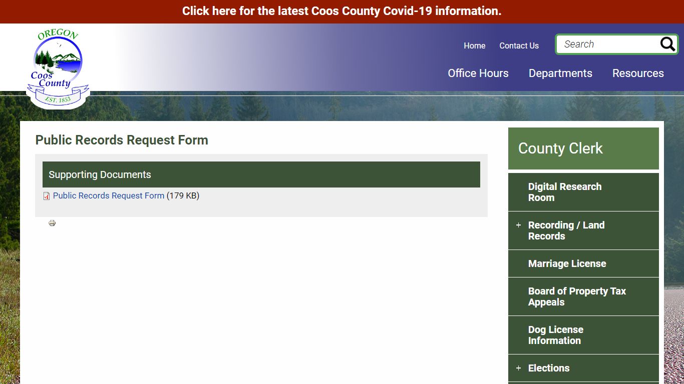 Public Records Request Form | Coos County OR