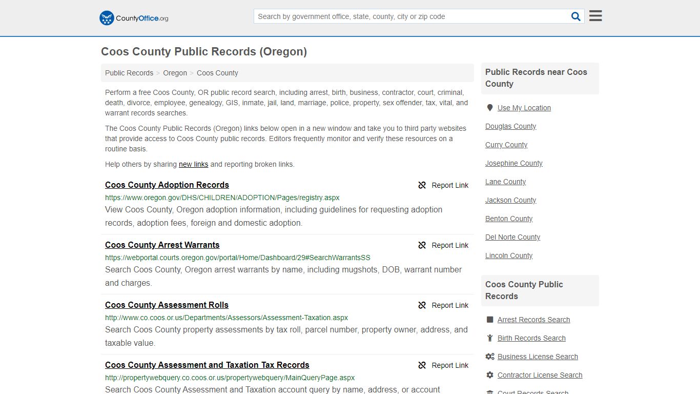 Public Records - Coos County, OR (Business, Criminal, GIS ...